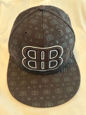 New Era Black Monogram Snapback Hat with White Trim